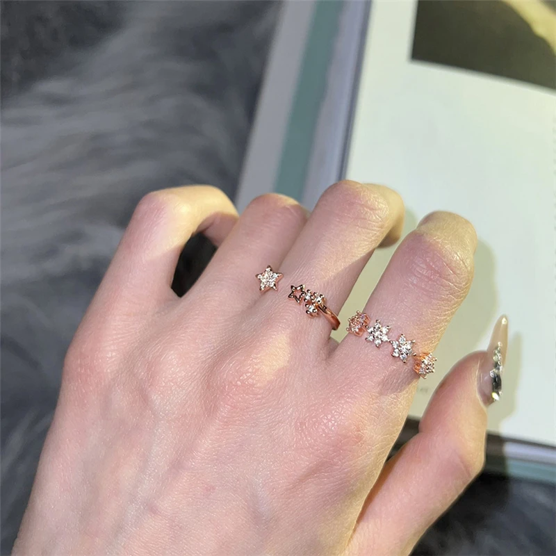 Японское и женское изысканное открытое регулируемое кольцо со звездой
