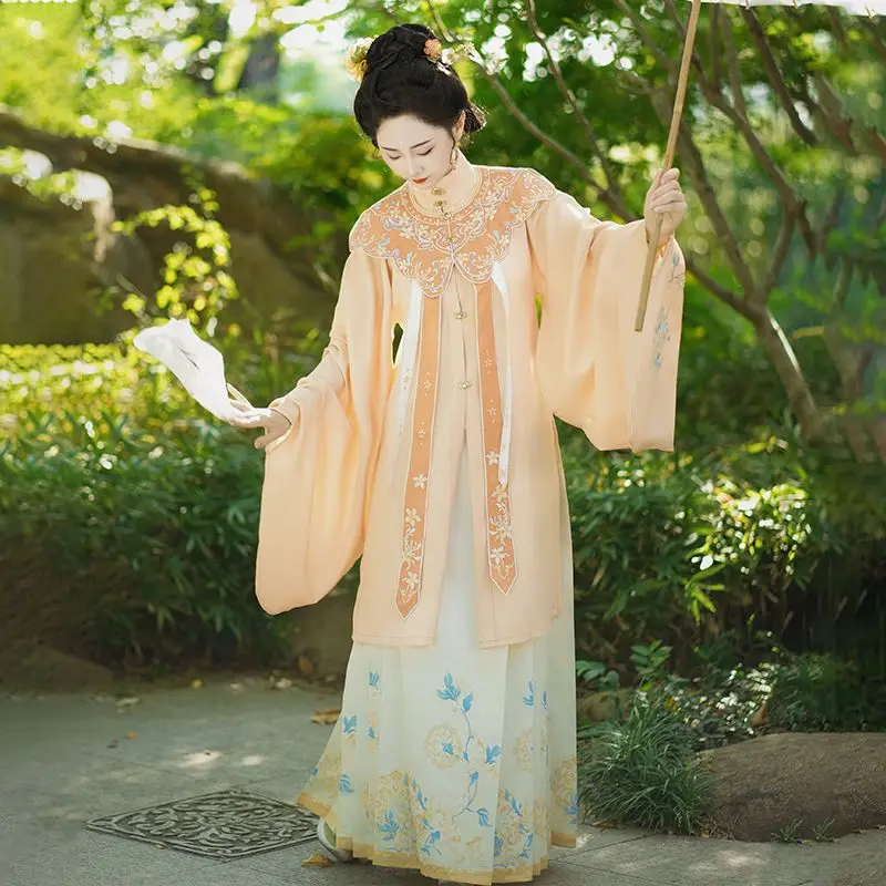 Оригинальная китайская династия Мин Женская юбка ханьфу с лошадью вышивкой в