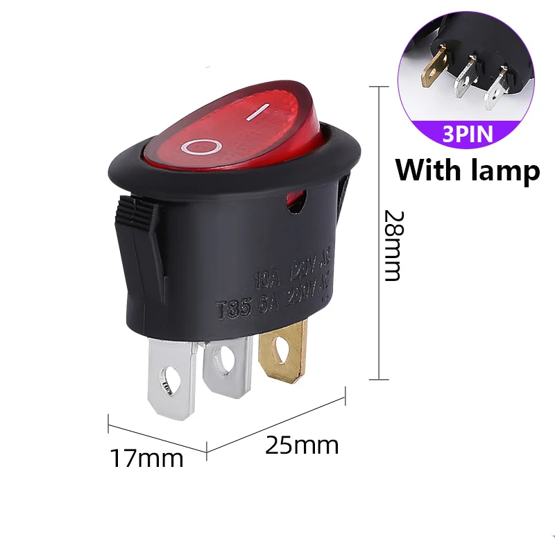 

2-контактный/3-контактный вентилятор/переключатель электрического чайника, 6 А, 250 В переменного тока/10 А, 125 В переменного тока, 2 шт.