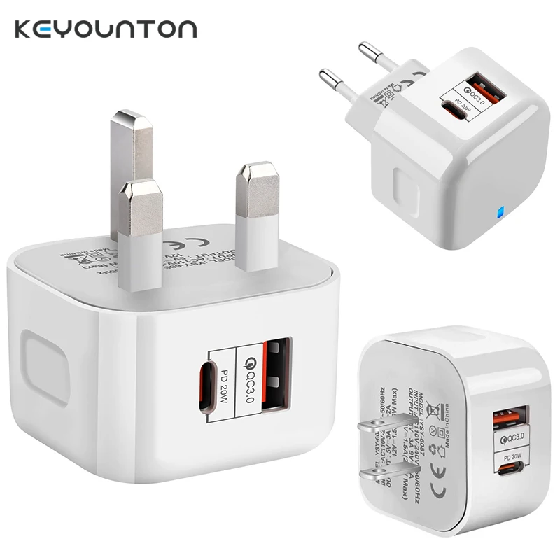 Зарядное устройство USB C 20 Вт PD для быстрой зарядки QC3.0 QC4.0 для Macbook Pro iPhone12 Samsung S20 Huawei P40 P30 Pro Xiaomi 10 9 Mi iPad адаптер