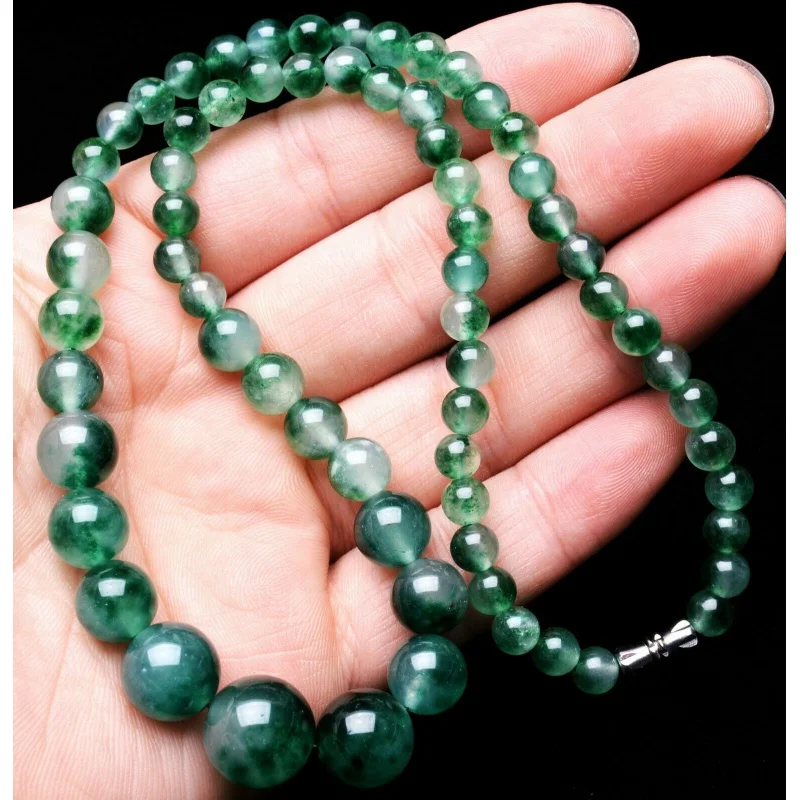 New 6-14mm Natural Clear Aquatic agate Quartz Necklace Gemstone Crystal AAA