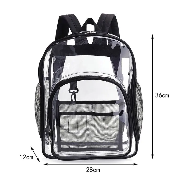 Clear Backpack, Heavy Duty Transparent Bookbag, See Through School Bag - Purple