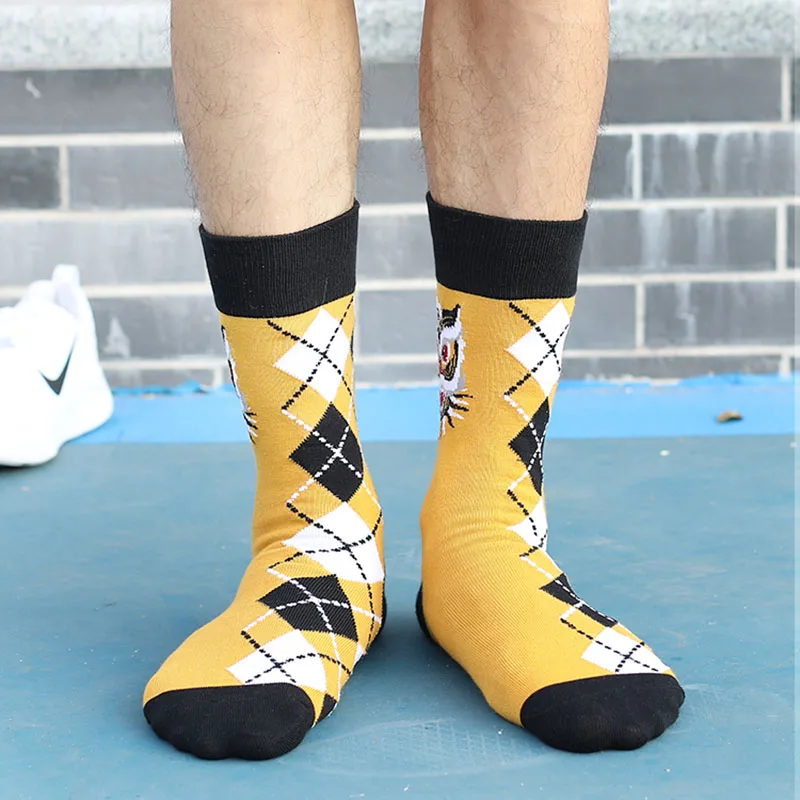 2021 New Styles High Quality Cotton Women and Men Socks Large Colorful Fashion Lion Dance Argyle Casual Funny Socks Size EU41-48