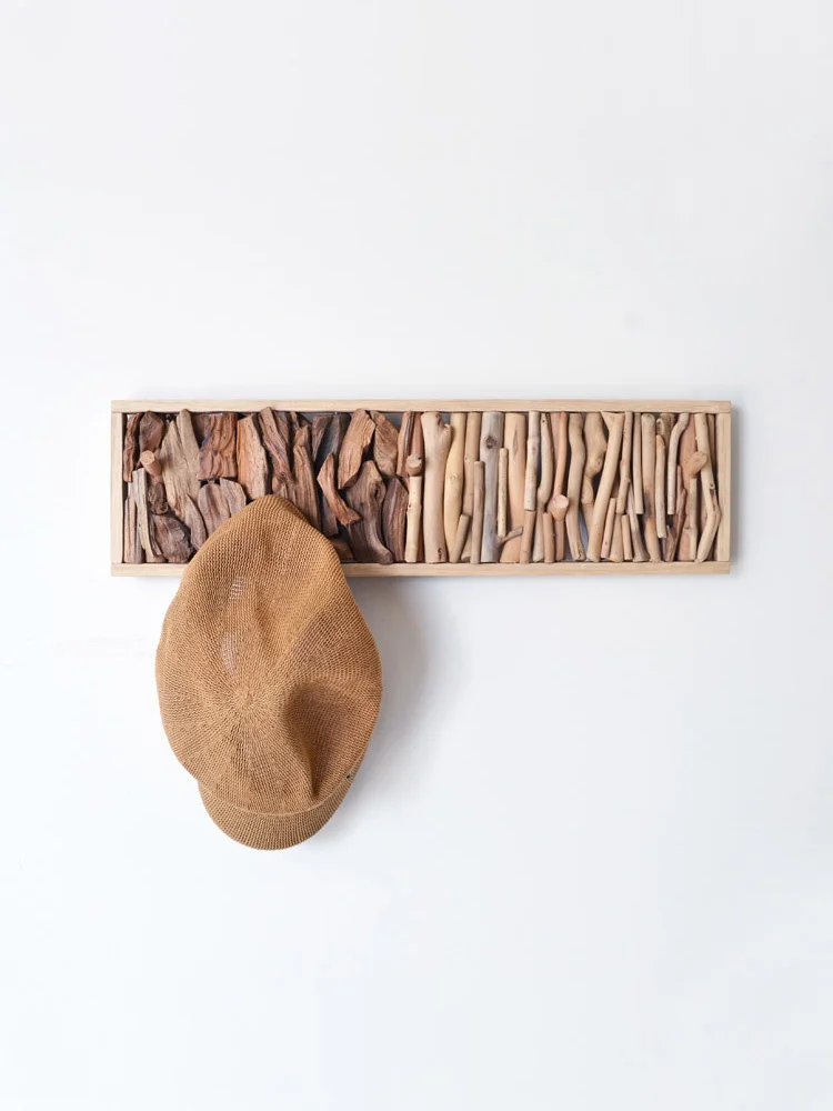 

Creative handmade solid wood coat hook wall hanging bedroom porch door rear hanger free punching coat hook decoration