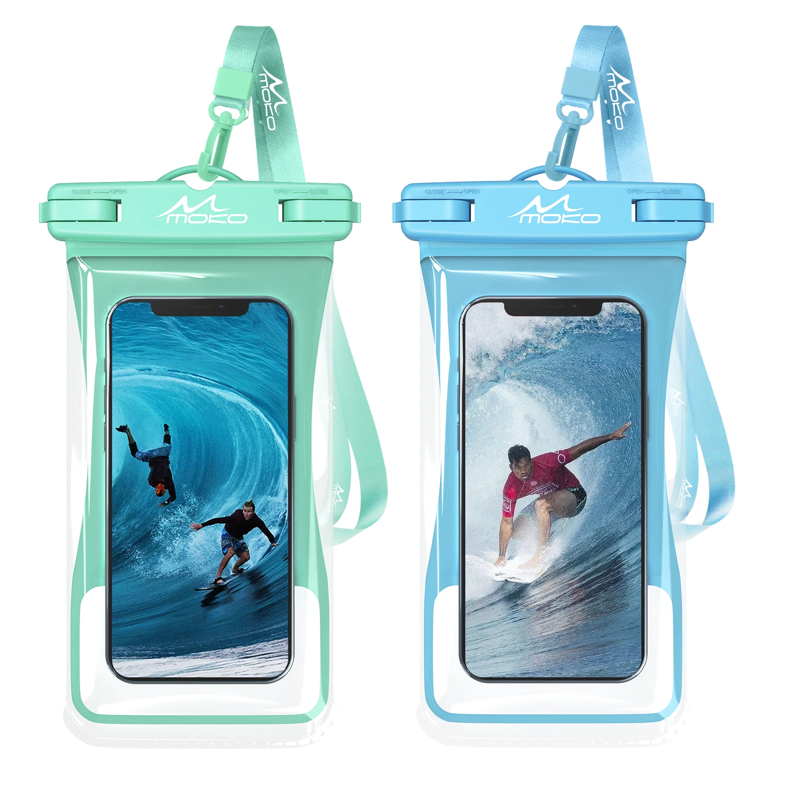 MoKo Waterproof Phone Pouch Holder 2 Pcs Floating Case Dry Bag with Lanyard for iPhone 13/13 Pro Max/12/11 Pro/SE 3, Galaxy S21