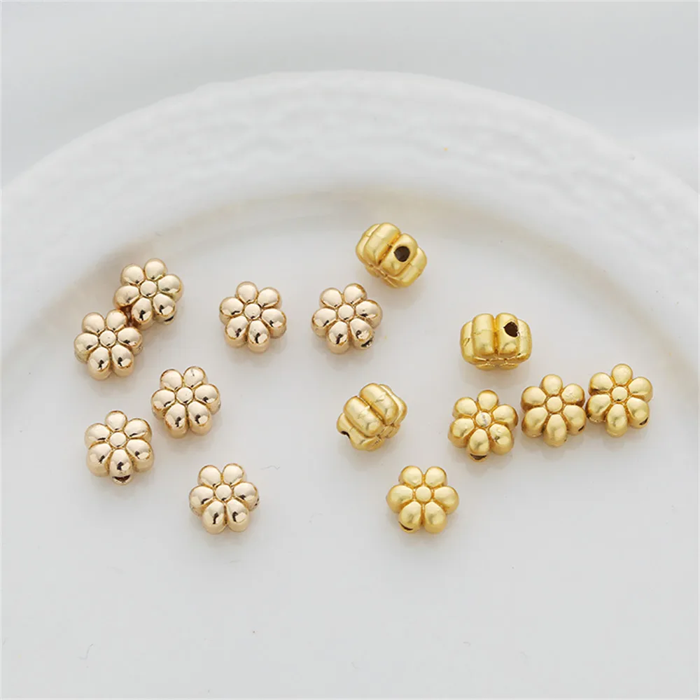 

14K gold clad double-sided six leaves small flower 6mm horizontal hole spacer beads diy chain handmade loose bead accessories