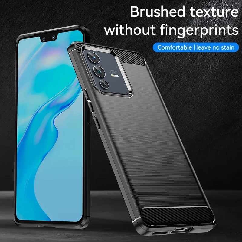 For VIVO V23 Pro Case Silicone Carbon Fiber Soft Rubber TPU Matte Cover For VIVO V23 Pro Cover Rubber For VIVO V23 Pro Case