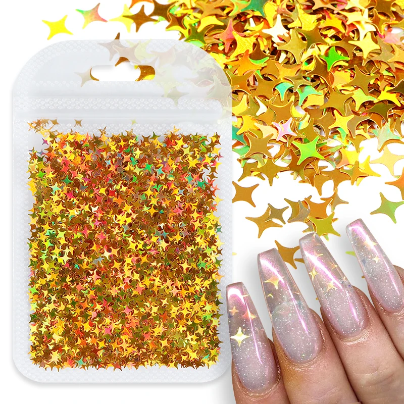 

Holographic Star Shape Nail Art Glitter Flakes Sequins 4mm Starry Paillettes Gel Polish Manicure DIY Nails Accessories Estrellas