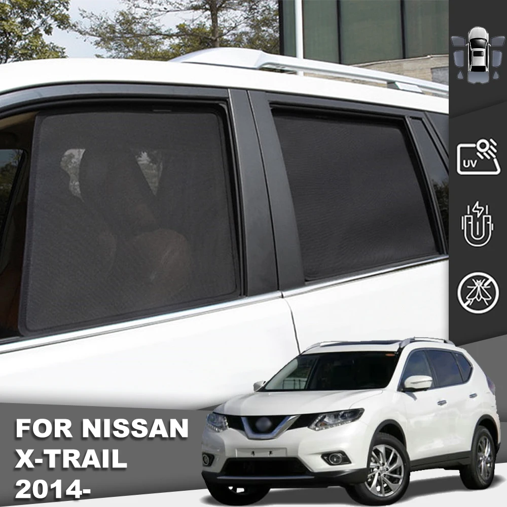 For Nissan X-TRAIL 2014-2020 XTRAIL T32 Magnetic Car Sunshade Front Windshield Mesh Curtain Rear Side Window Sun Shade X TRAIL