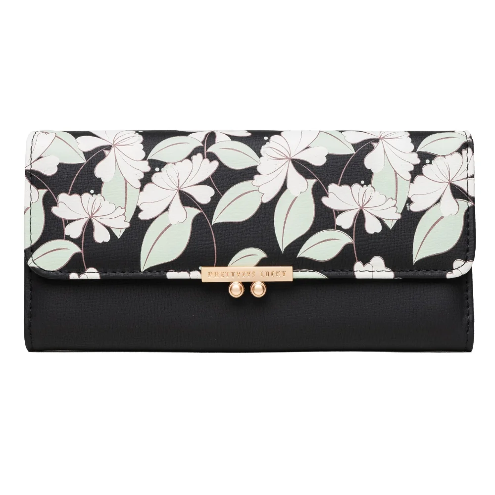 New Fashion Women Wallets Long Printed Coin Purse Wallets for Women Luxury PU Leather Card Holder Zipper Buckle Clutch