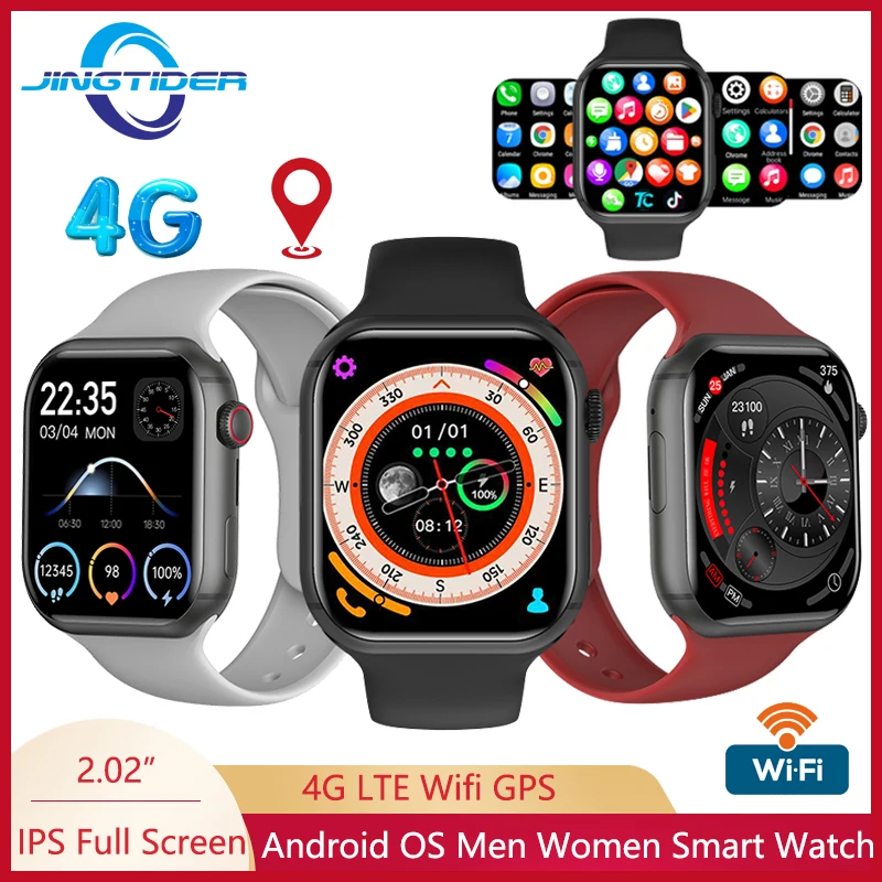 JingTider New 4G Android Smart Watch Outdoor Fitness Tracker Smartwatch Men GPS Wifi 4GB 64GB Quad Core CPU 2.02