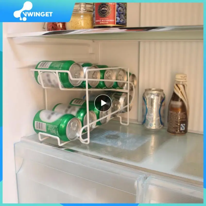 

Wrought Iron Can Storage Holder Wrought Iron Refrigerator Rack Double-layer Household Cans Container Kitchen Sundries Organizer