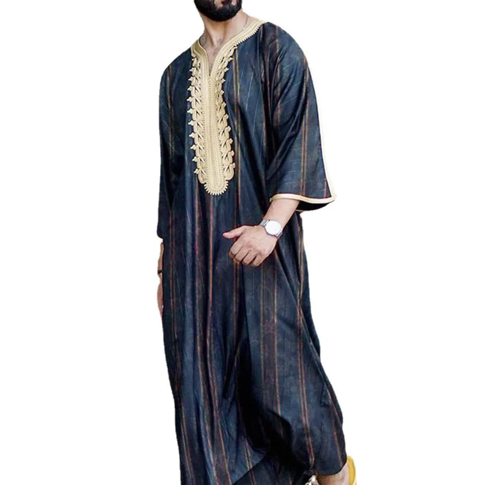 New Embroidered Middle Eastern Clothing Embroidered Shirts Casual Youth Men's Muslim Robes