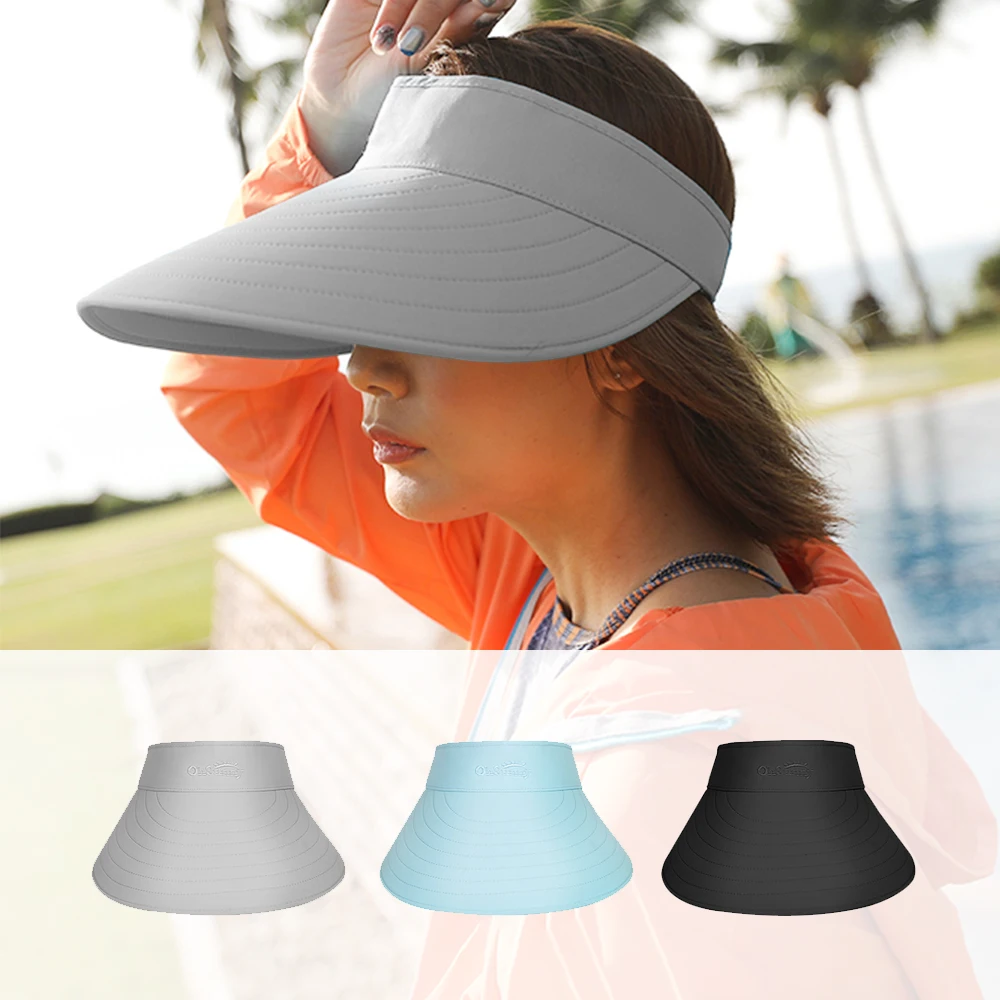 

US Stock OhSunny Wide Brim Tennis Cap Empty Top Sun Visor Caps Foldable Sunscreen Hats UPF 50+ for Outdoor Sports Cycling Hiking