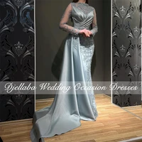 new arrival beaded appliques mermaid evening dresses 2022 women dubai muslim sheer sleeve formal party prom dress vestidos de
