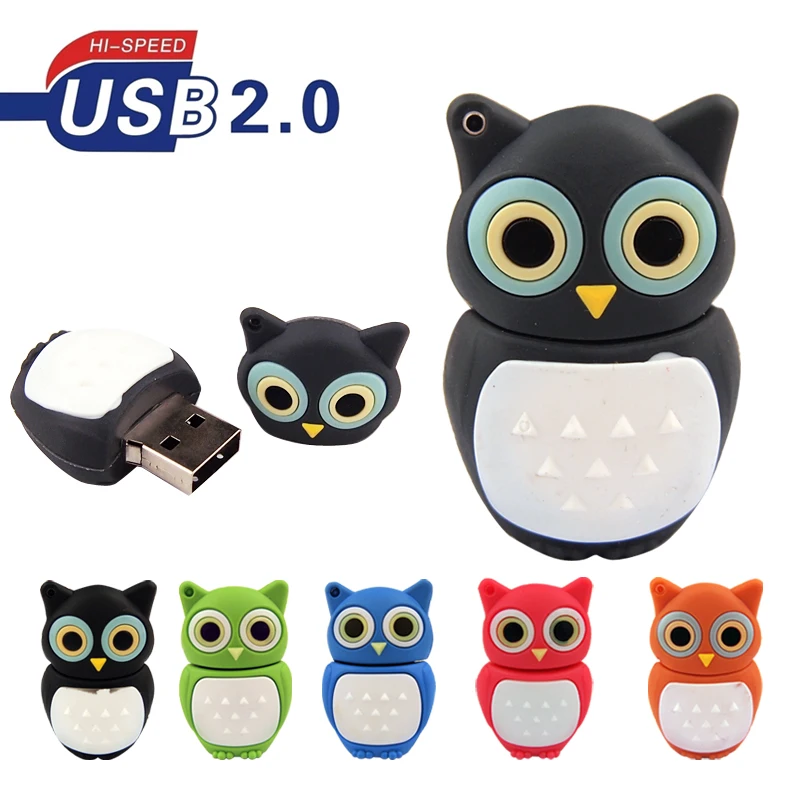 

Милая мультяшная анимация 64 ГБ USB флэш-накопитель 8 Гб 16 Гб Кот Сова 32 Гб 64 Гб 128 ГБ флэш-накопитель USB 2.0 карта памяти, Флеш накопитель портативный