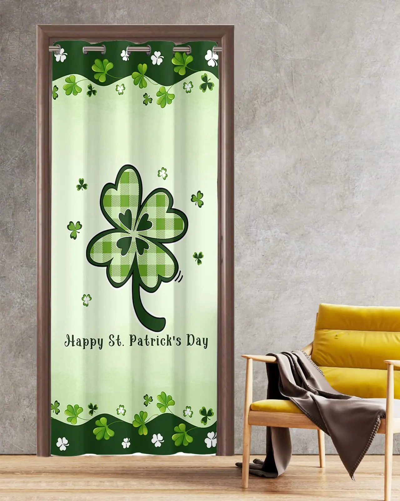 Временные дверные шторы с четырьмя листами клевера на День Святого Патрика для