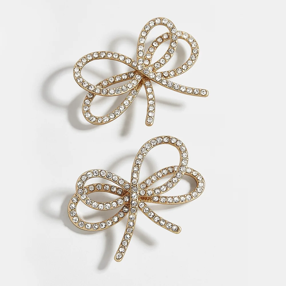 

Korean INS Bowknot Stud Earrings for Women Shiny Rhinestone Cubic Zirconia Earring Female Wedding Engagement Jewelry Gifts