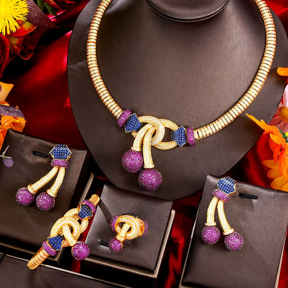 

Женский комплект украшений GODKI, комплект ювелирных изделий из фианита в Африканском и индийском Вечерние