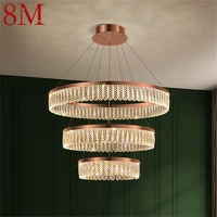 8m postmodern long pendant lamp round led fixtures decorative gold crystal chandelier for home living room