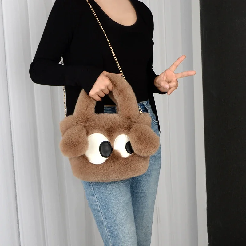 

Сумка-тоут через плечо из искусственного меха для женщин, маленький кошелек, роскошная Дамская плюшевая сумочка-мессенджер на плечо для телефона