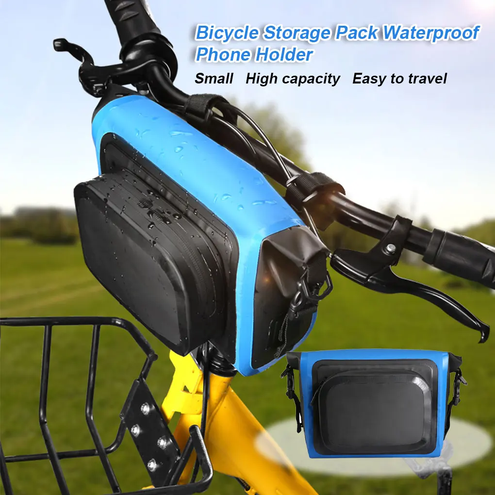 

Bicycle Front Handlebar Bag Cycling Tube Pouch Holder Portable Bike Saddle Pack Phone Key Gloves Beam Case with Zipper Pocket
