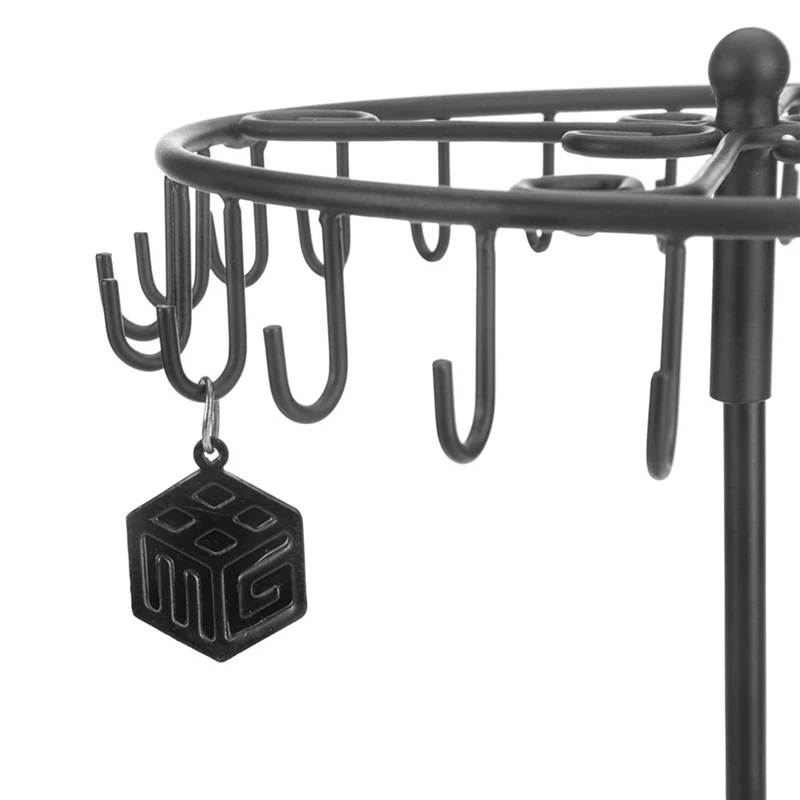 13.3 Inch Black Metal Rotating Jewelry Stand Organizer For Necklaces And Bracelets