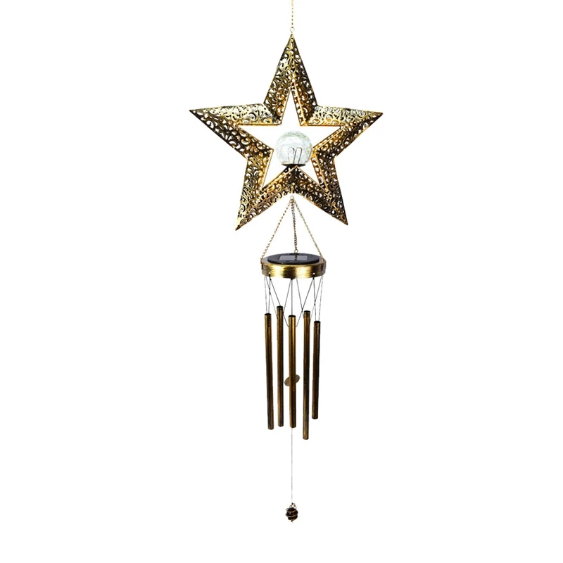 

HOT SALE Star Solar Wind Chimes For Outside Hanging Lamp LED Lights Sympathy Wind Chimes For Garden Patio Yard Decor