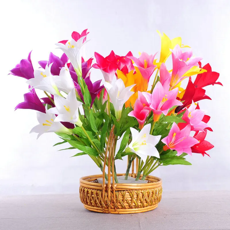 

7 Heads Artificial Lily Flowers European Style for Wedding Decoration Artificial Fake Bouquet Home Decoration Artificial Plants
