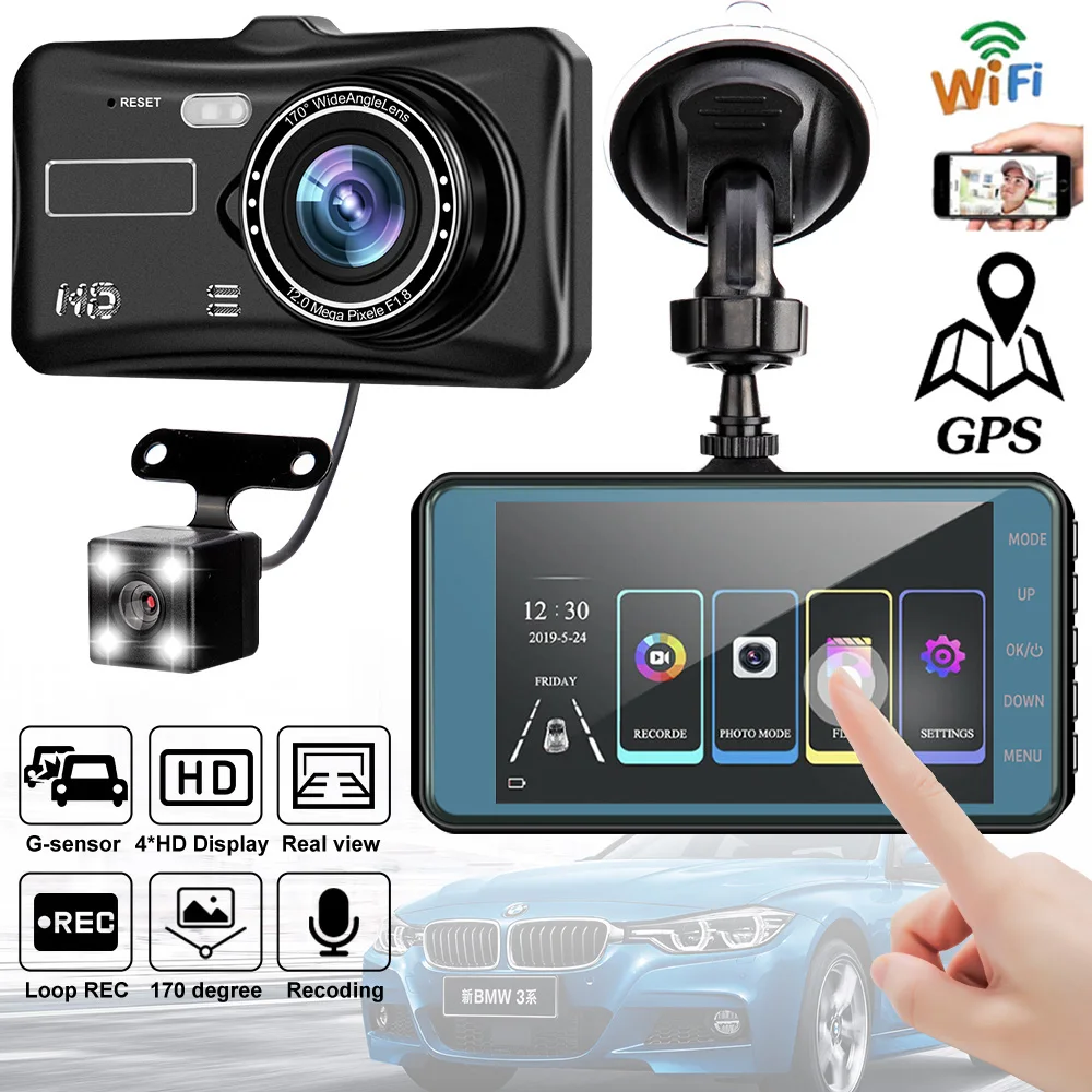 

Автомобильный видеорегистратор WiFi Full HD 1080P, видеорегистратор с камерой заднего вида, Автомобильный видеорегистратор с ночным видением, Автомобильный видеорегистратор, камера GPS-трекер, черный ящик