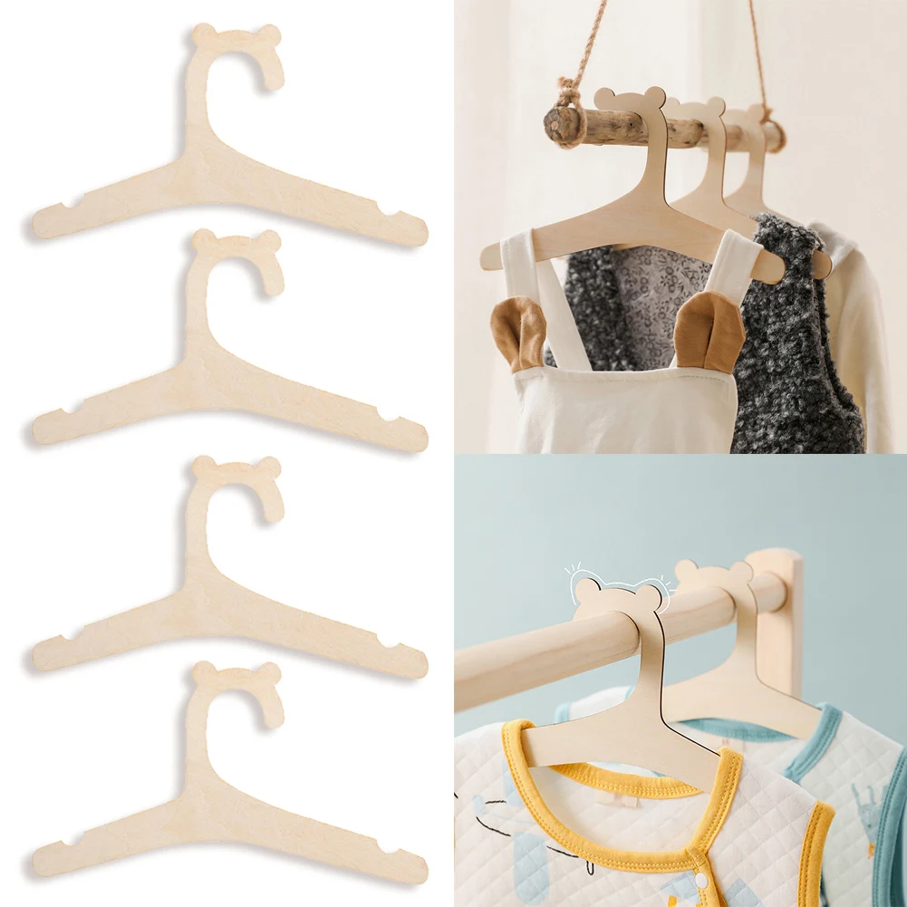 

5 pcs Baby Wooden Clothes Hanger DIY Creative Room Decoration Kids Clothes Drying Storage Children's Organizer Clothing Hanger