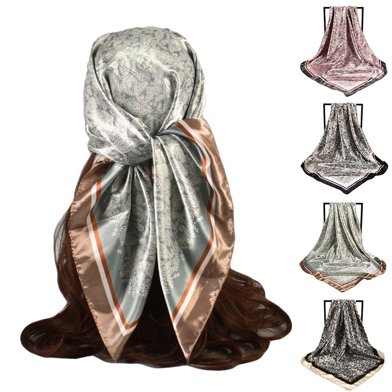 

Новый шарф хиджаб большой квадратный шарф мусульманская шаль из искусственного шелка головные шарфы Бандана женский модный головной плато...