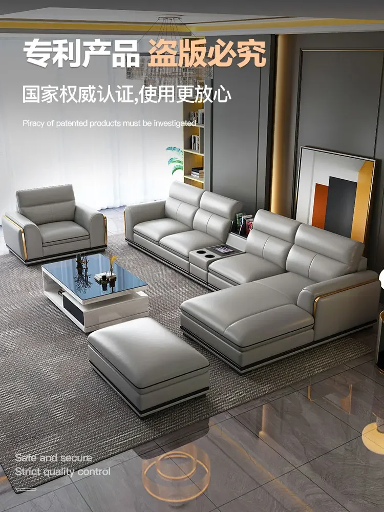 Итальянский кожаный диван для гостиной современный простой пол на первом этаже