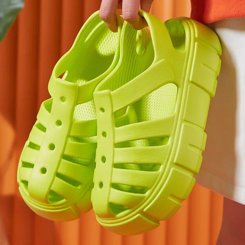 

Сандалии женские на платформе, Уличная обувь, мягкие босоножки на толстой подошве, без застежки, с вырезами, Эва, лето