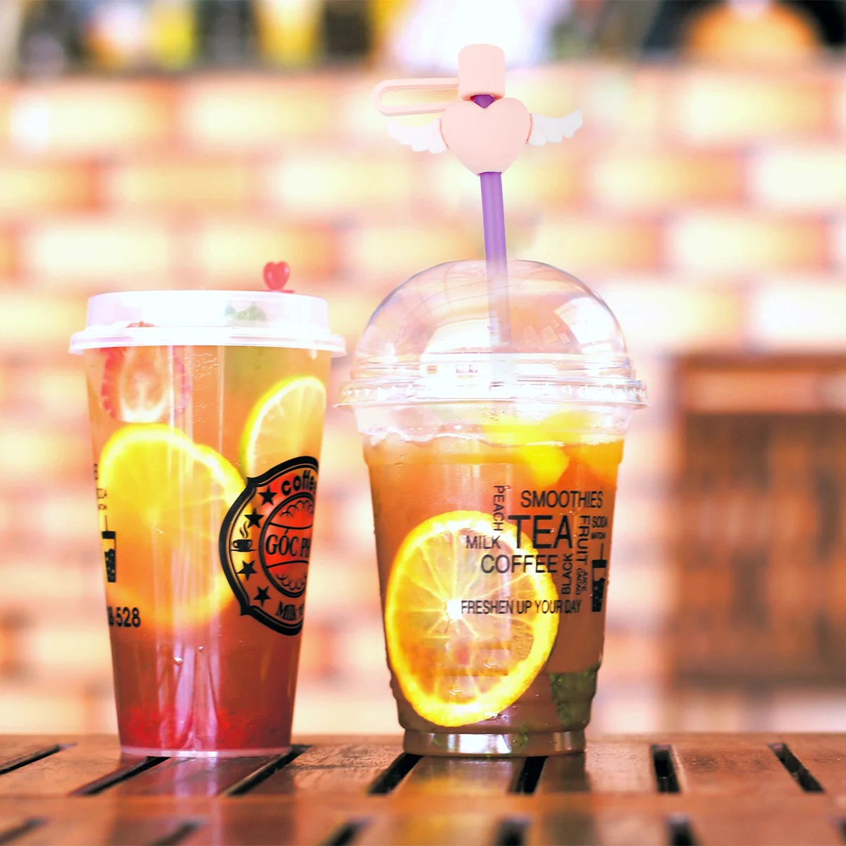 

Straw Cap Cover Caps Drinking Tips Silicone Reusable Covers Plugs Heart Tip Straws Cute Wing Proof Tumbler Jar Bottle Water Lid