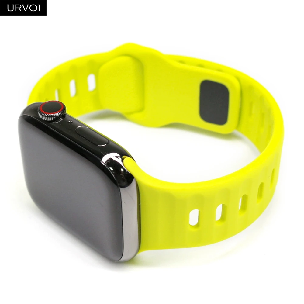 Фото Силиконовый ремешок URVOI для Apple Watch ultra 3 2 серии 11 10 9 8 7 6 SE, ремешок для iWatch 42 46 49 мм, дышащая застежка-булавка №2