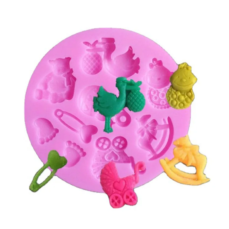 

New Animal Baby Shower Party Silicone Fondant Mold Sugar Craft Cake Decorating Tools Jelly Candy Clay Chocolate Gumpaste Moulds