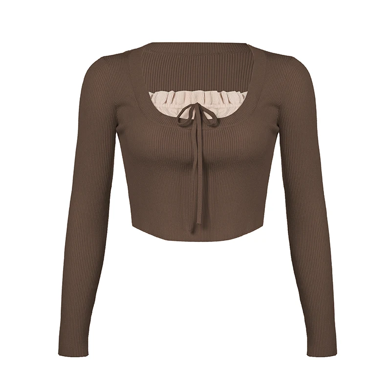 Darlingaga корейская мода для фитнеса с заплатками Y2K женские свитера вязаные завязки