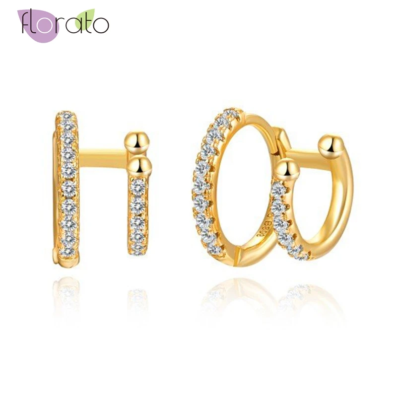 

Женские серьги-кольца из серебра 925 пробы с белым цирконом