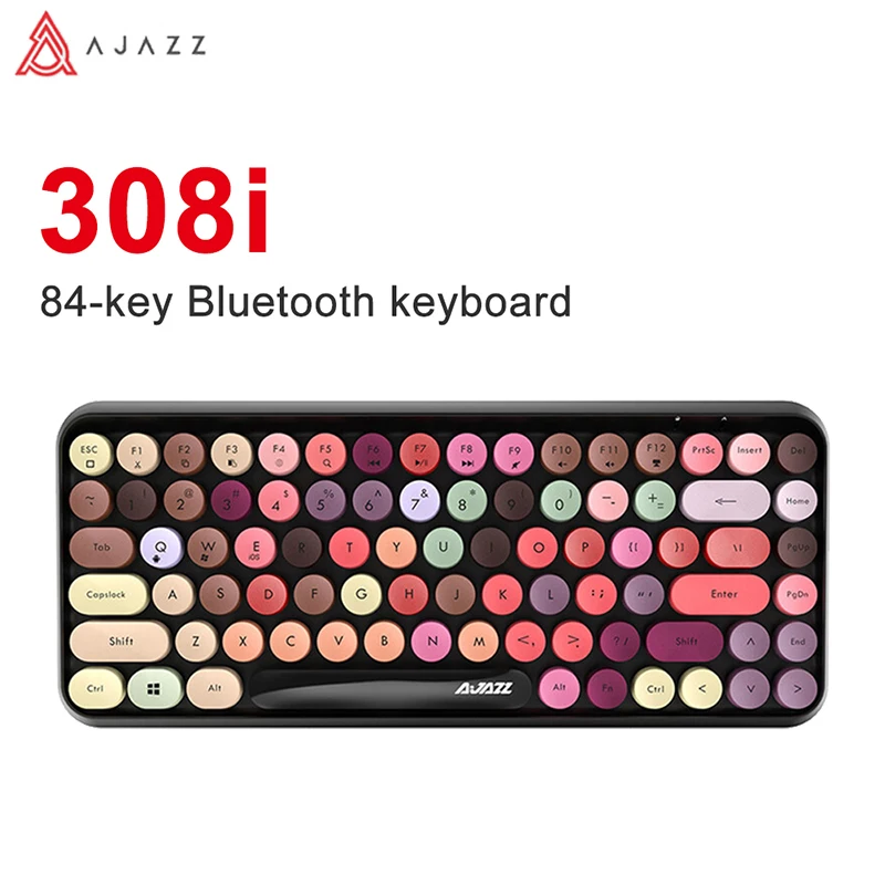 

AJAZZ 308i Wireless Keyboard 84 Keys Bluetooth Keyboard Portable 2.4GHz Typewriter Retro Round Keycap for Tablet Laptop Android