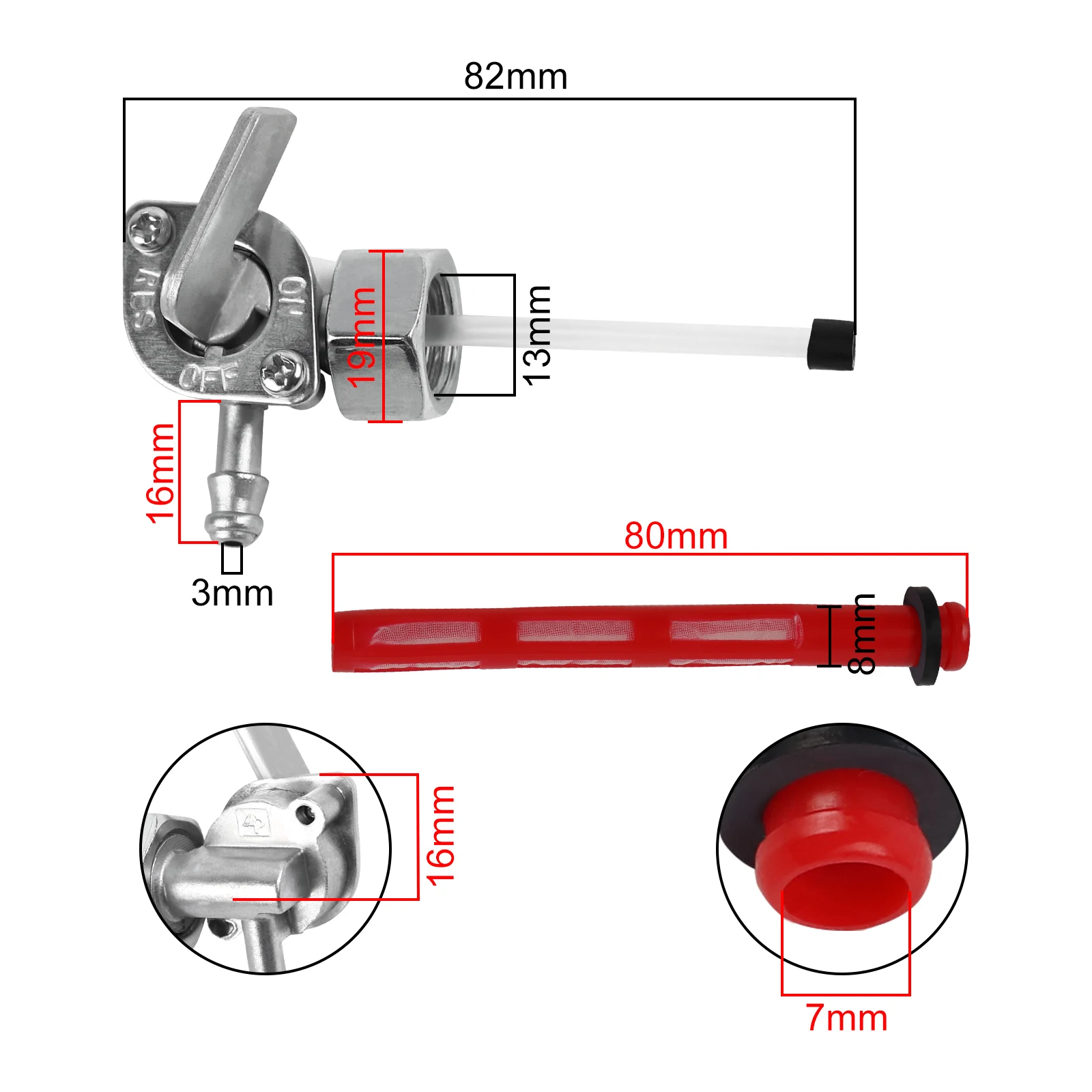 Переключатель клапана бензобака Petcock 14 мм для Honda Suzuki Yamaha XL CT TL XR CRF50 50cc 70cc 90cc 110cc 125cc