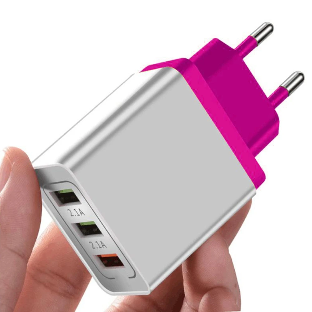 Multi-color USB Wall Charger Block Usb 3.0 Wall Charger Fast Charger 3-Port Cube Charger for Samsung Galaxy S8/S9/S10/S7/S6/S5