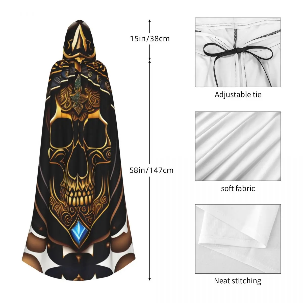 Накидка унисекс Skul с короной и бриллиантами капюшоном из полиэстера аксессуар