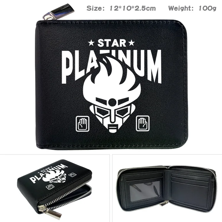 E-Mell JoJos Bizarre Adventure Golden Wind Giorno Giovanna Bruno Buccellati Trish Una Guīdo Mista Zip PU Black Wallet