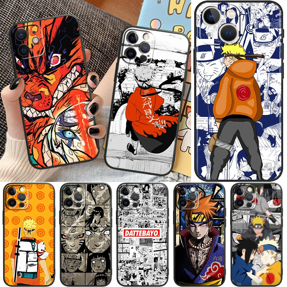 

Fashion Naruto back For Apple iPhone11 12 13 Pro Mini X XR XS Max 7 8 Plus Black luxury Silicone Soft Thin Phone Case