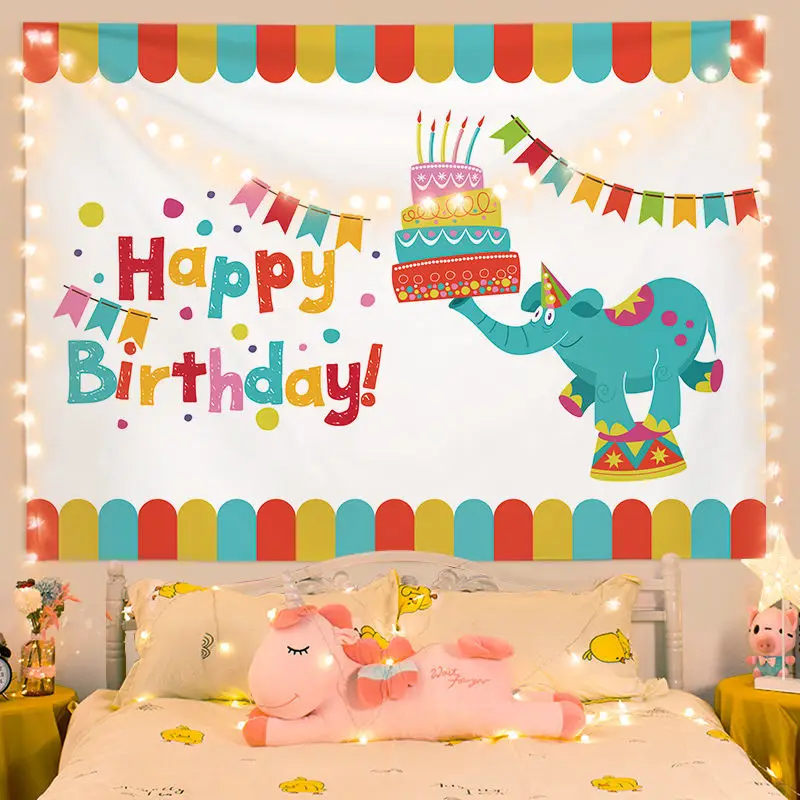 

Simple Style Children's Decorative Tapestry Photo Props Custom Baby Birthday Party Decoration Background Wall Cartoon Image