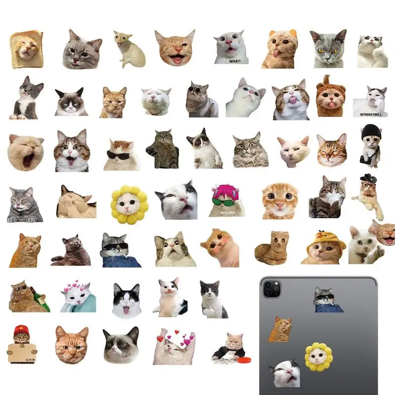 

Наклейки для скейтборда, 50 шт., наклейки с веселым котенком, водонепроницаемые наклейки для бутылок с водой, ноутбука, телефона, скрапбукинга, журнала, багажа
