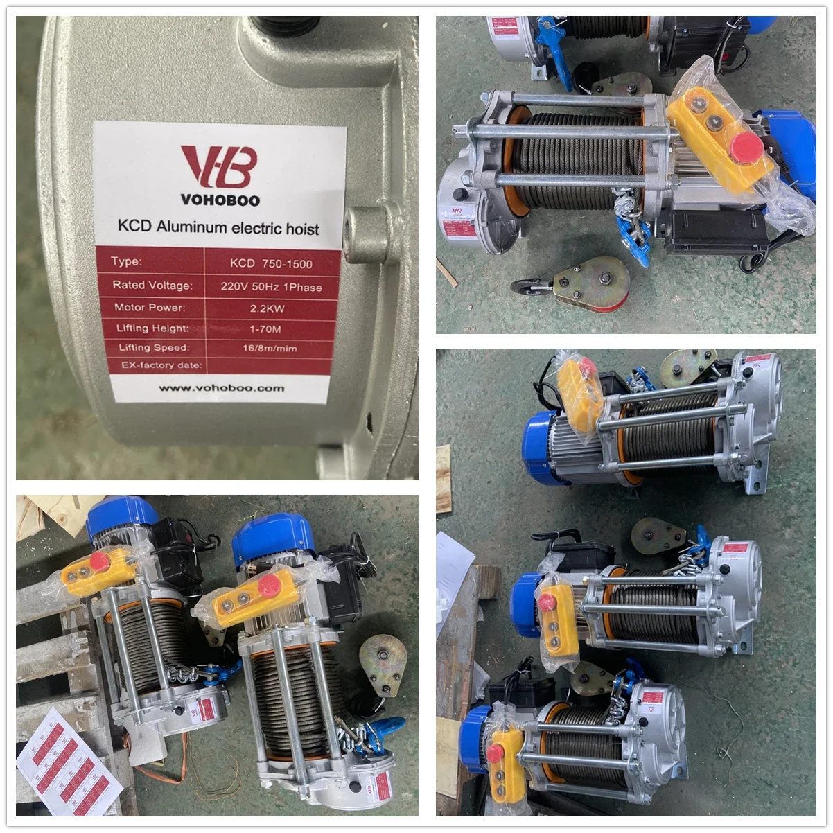 Vohoboo Новое поступление Kcd алюминиевый корпус тянущий трос электрическая лебедка