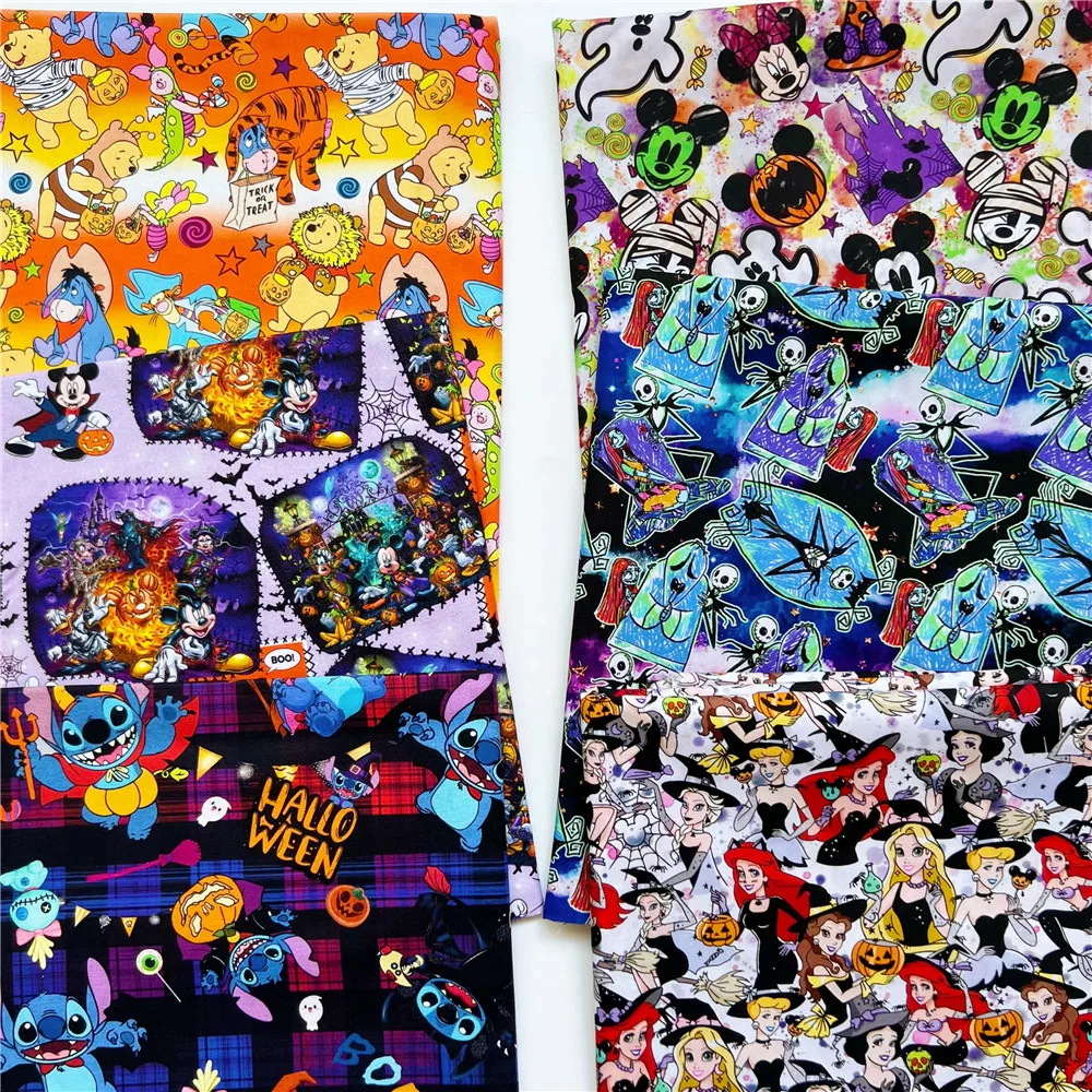 Распродажа хлопковая ткань из мультфильма Disney на Хэллоуин Микки Минни Стич пух