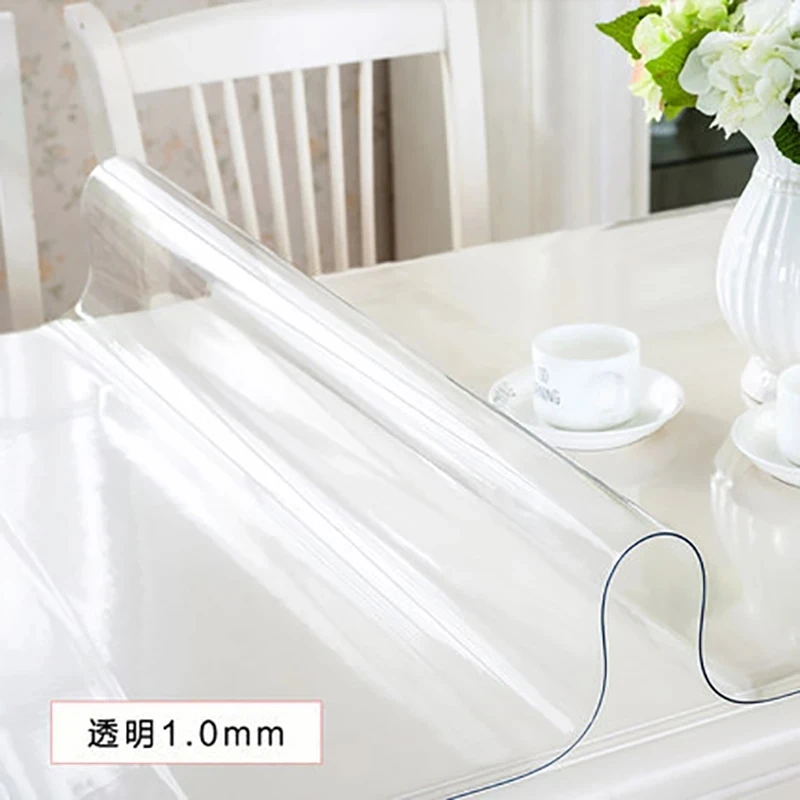 

Soft Glass Table Mat 1mm PVC Transparent Tablecloth Waterproof Rectangular Table Cover Pad Kitchen Oil-Proof Table Mat